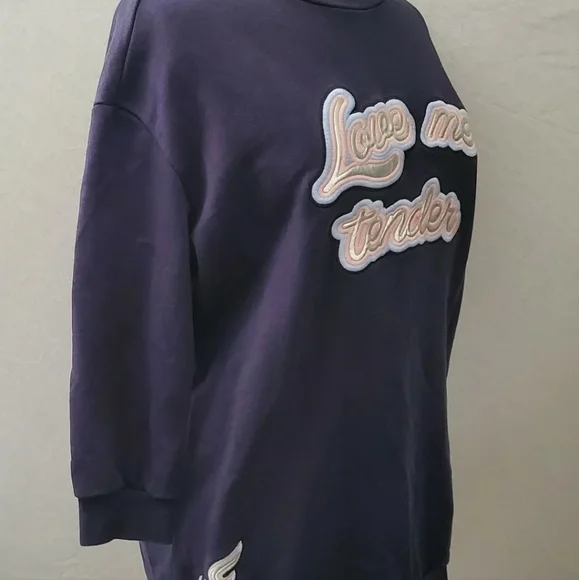 PINKO Designer Navy Blue Love me Tender sweatshirt sweater jumper top Elvis - Picture 6 of 9